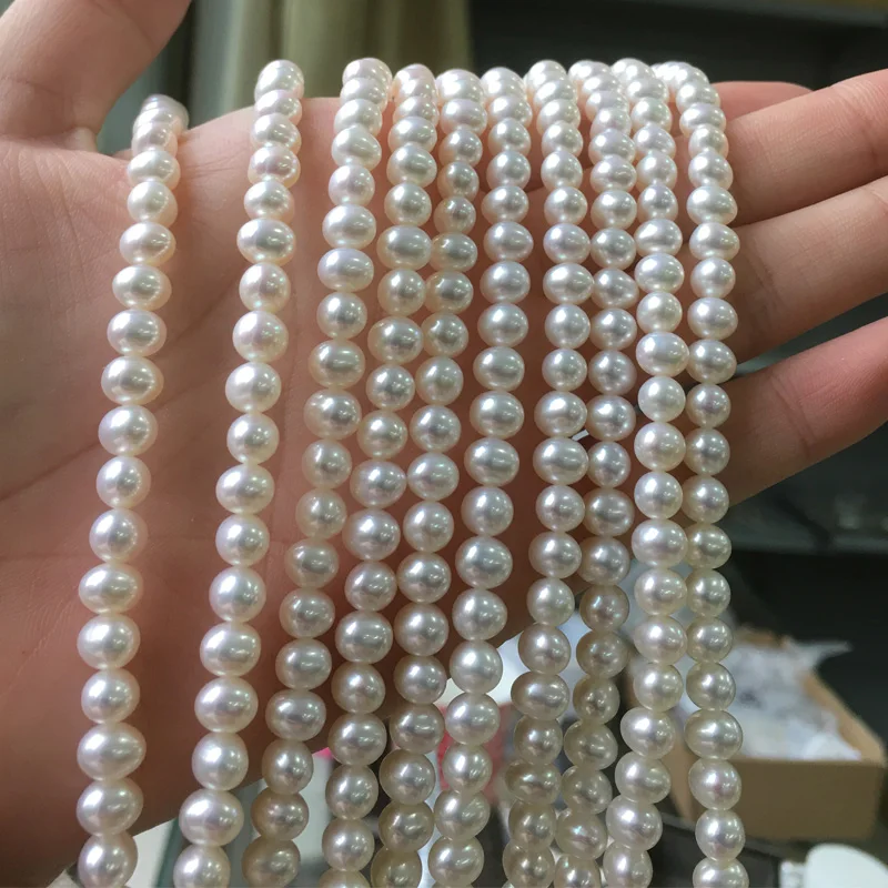 

Freshwater Pearl necklace Round shape with Size 5-5.5mm perfect luster for Jewelry DIY loose pearl strands