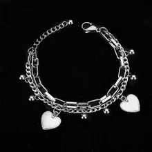 Милый многослойный браслет в форме сердца в стиле хип-хоп, аксессуары для уличной съемки, стильная женская уличная одежда для дискотеки