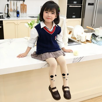 

Baby Cute Pantyhose Kids tights Knee Fake Velvet Stocking White Cartoon panda Children's Princess Girl Tights Stockings Tights