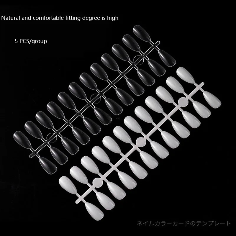 

Nails Art 5PCS/group Clear/Natural/ Ultrathin False Nails Acrylic Oval Full Cover Detachable Nails Fake Nails