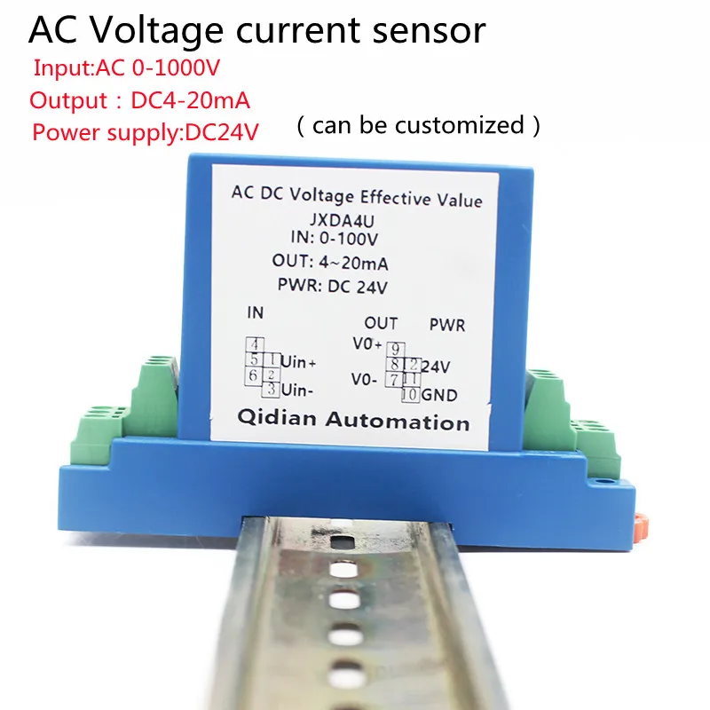 AC current voltage transmitter transducer 0-1000v 4-20mA 0-10V 0-5V output sensor JXDA4U | Инструменты