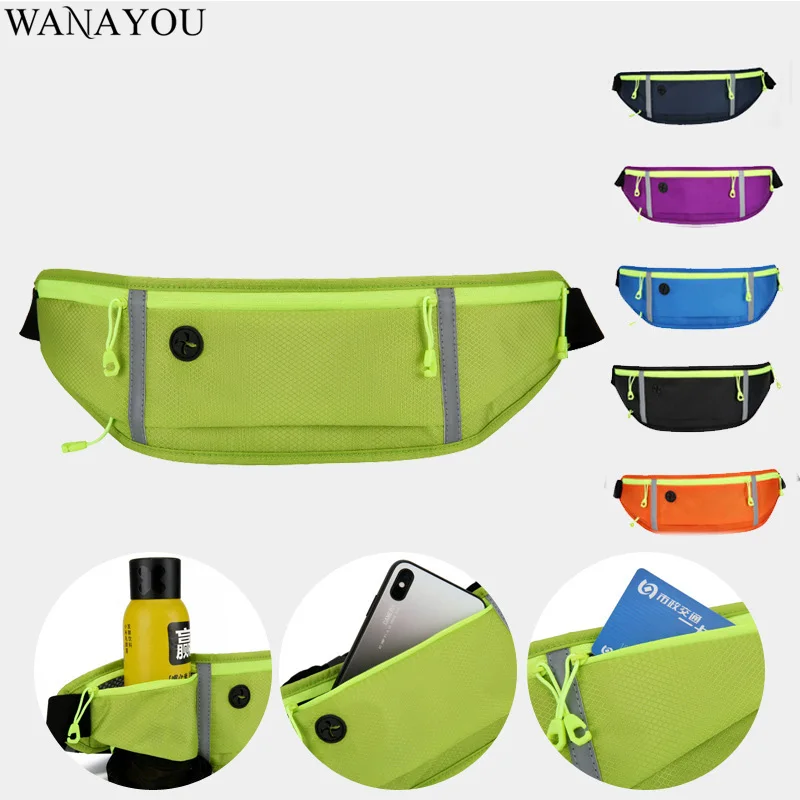 

WANAYOU Running Waist Belt Bag,Waterproof Outdoor Cycling Sports Waist Bag,Women Jogging Reflective Anti-Theft Mobile Phone Pack