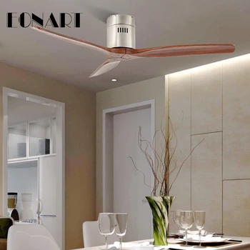 

52 Inch ceiling fan without lamp with remote control modern indoor solid wood roof decorate fans for home 110-240Vac motor fan