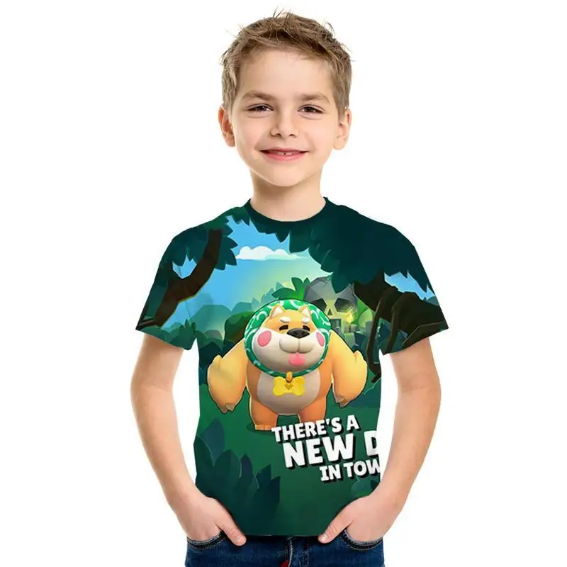 Новинка года, Детская летняя футболка с рисунком из мультфильма «Аниме», футболка с изображением игры в стрельбу, топ с короткими рукавами высокого качества с 3D принтом для мальчиков, топы