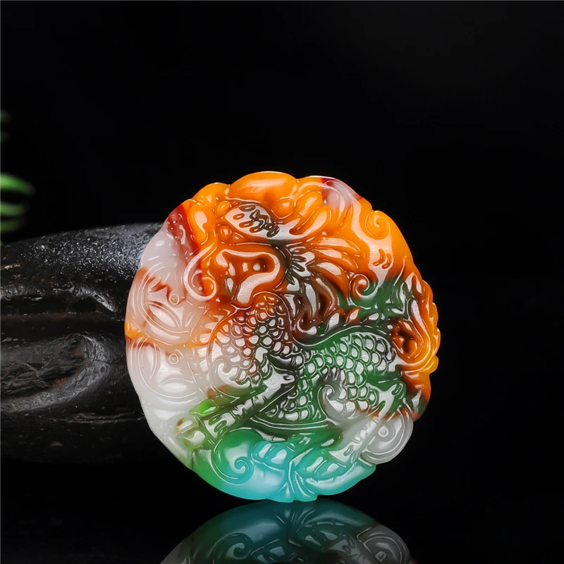 Natural Color Hand-carved Kylin Jade Pendant Jewelry Necklace Colorful Agate Pi Xiu Men and Women Style | Украшения и аксессуары