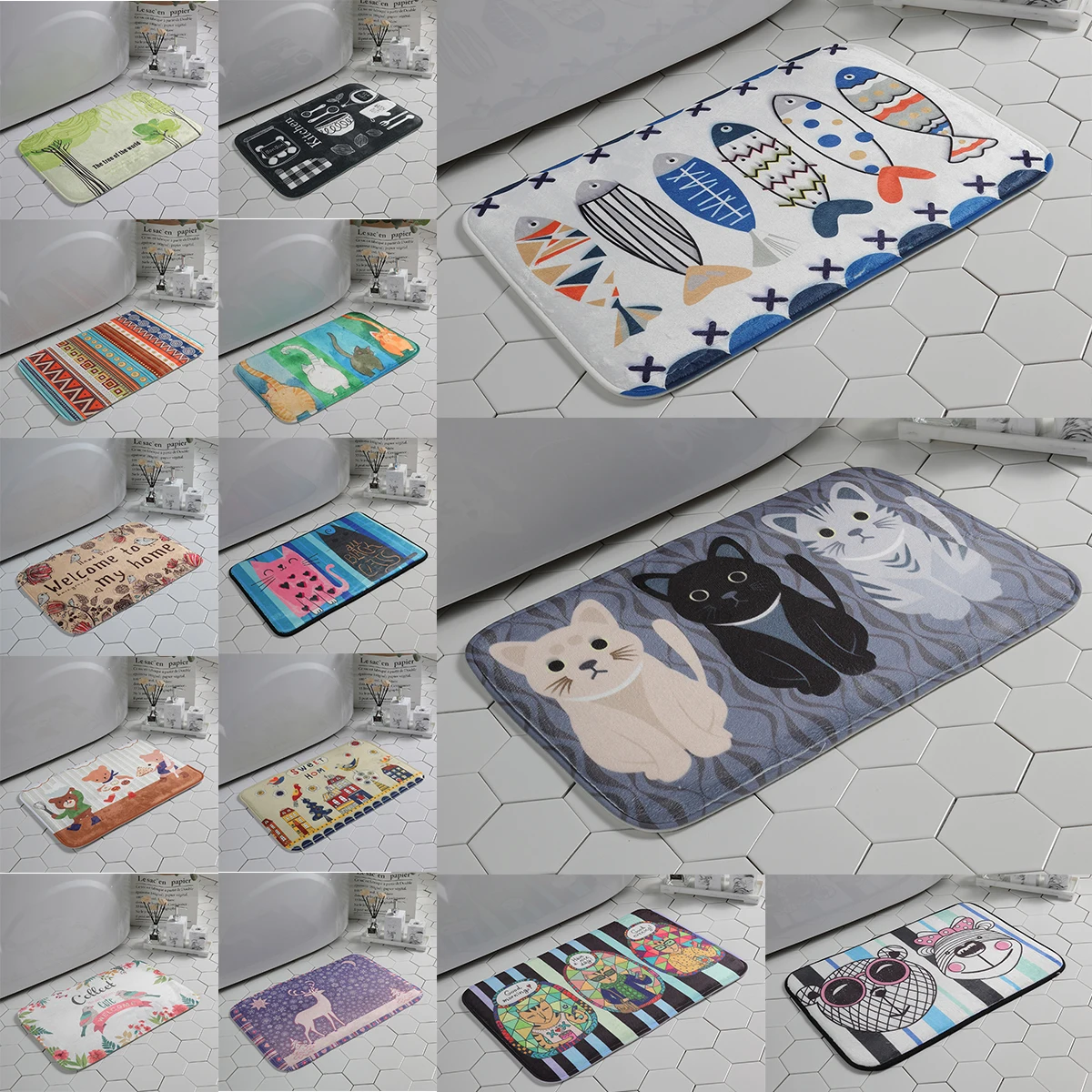 

New Cartoon Decoration Home Bedroom Bathroom 40x60cm Crystal Flannel Carpets Living Room Floor Mats Bath Plush Rugs Doormat D40