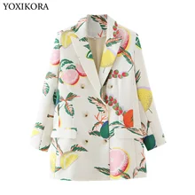 Aliexpress - New Fruit Print Women’s Suits Clothes Long Sleeve Double Breasted Slim Jacket