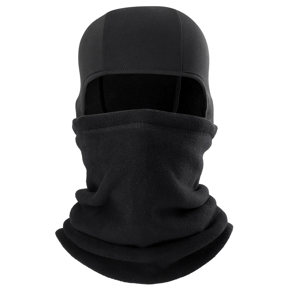 Winter Polar Fleece Thermal Beanies Balaclava Full Face Mask Skullies Cap Warmer Tactical Military Cap Ski Hat Helmet Liner Men - Цвет: Black