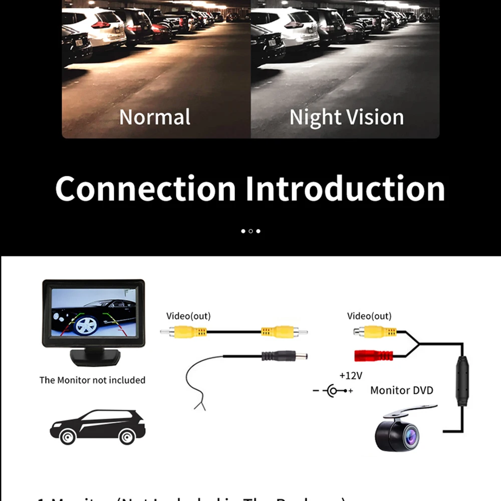 Hippcron Car Rear View Camera 4 LED Night Vision Reversing Auto Parking Monitor CCD Waterproof 170 Degree HD Video backup camera for car