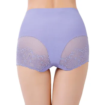 

4XL Plus Size Ice Silk Sexy Lace Panties for Plump Women High Waist Female Underwear Large Size Shapewear Abdomen Hips Breifs