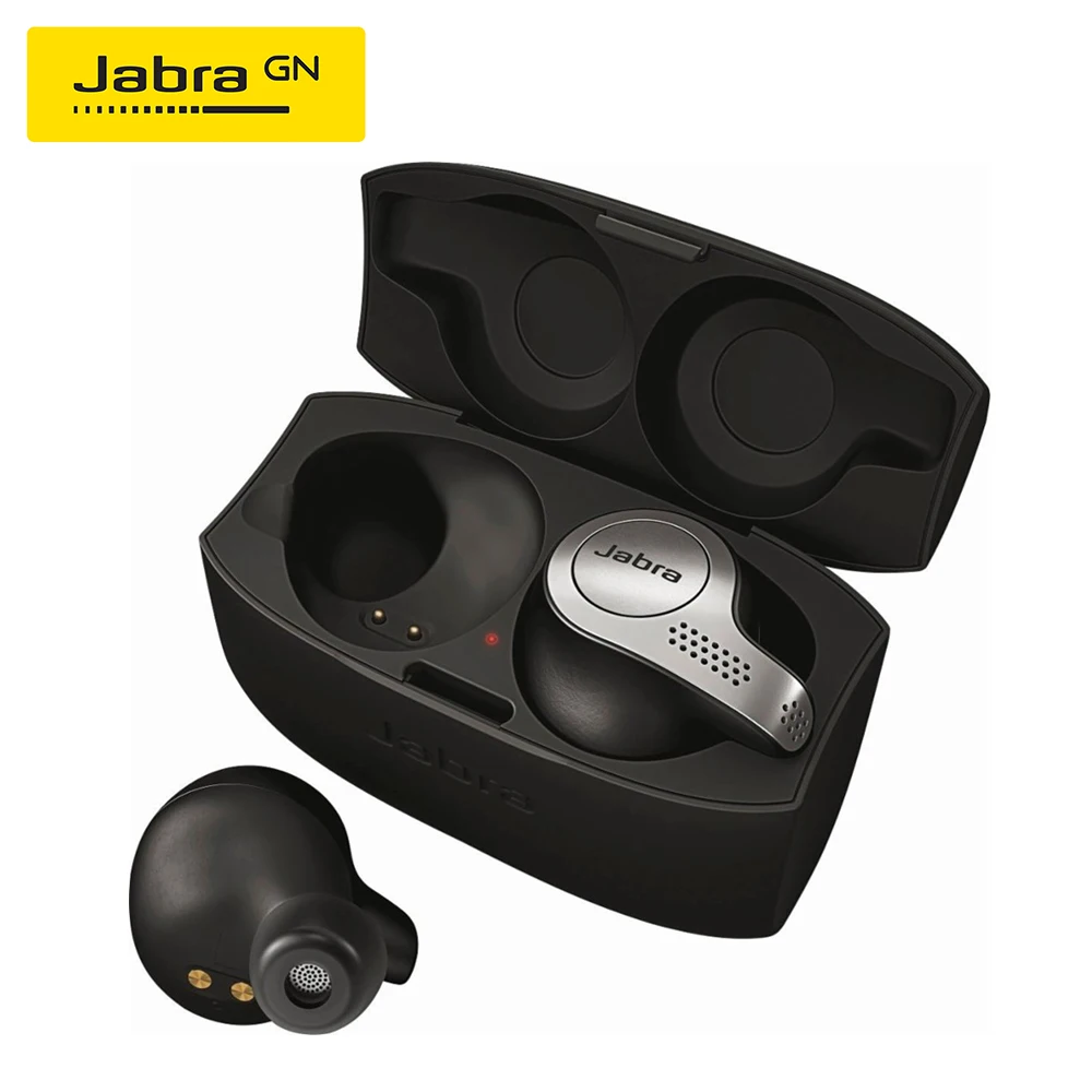 Беспроводные наушники Jabra Elite 65t Alexa с зарядным чехлом титановый черный золотой