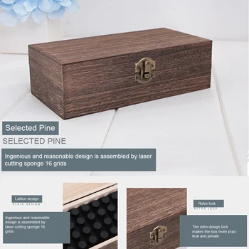 

36 Grids Rectangle Shockproof Handmade Crafts Essential Oil Bottles Jewelry Vintage Wooden Storage Box Home Decor Save Space