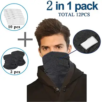 

Multi-purpose Unisex Outdoors Bandanas Neck Gaiter Safety FiltersAnti-Dust Mask Mask for Face With Filter Mouth Mask