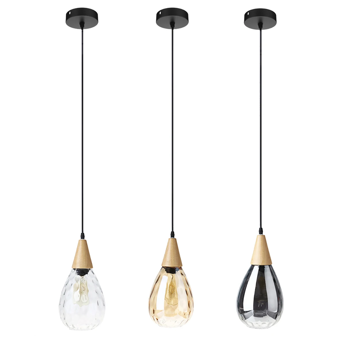 

E27 220V Modern Glass Pendant Light Lamp Living Room Home Bar Drop Glass Fixture Home Decoration Restaurant Hanging Lighting