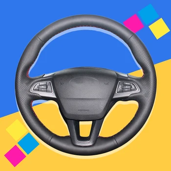 

Auto Braid On The Steering Wheel Cover for Ford Focus 3 2015-2018 Kuga 2016-2019 Escape C-MAX Ecosport 2018-2019 Car Wheel Cover
