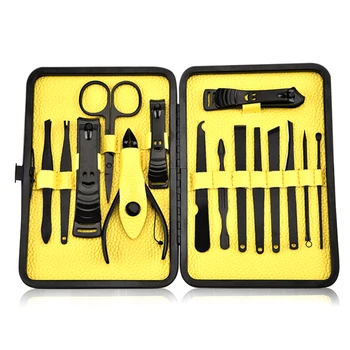 

15pcs Stainless Steel Nail Clipper Cutter Scissors Grooming Kit Tweezers Pedicure professional salon Manicure Art Tools