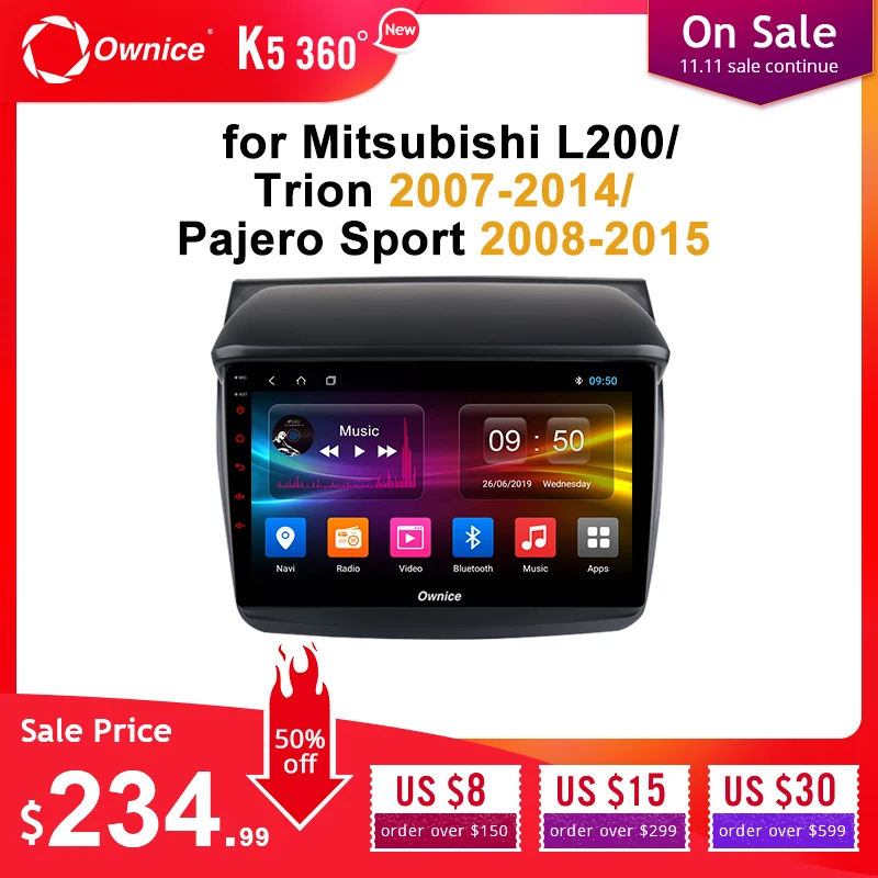 Ownice K1 K2 Android 9,0 аудио автомобиля для MITSUBISHI L200 Trion 2007-2014 gps dvd-плеер навигации головное устройство 8 Core 32G Встроенная память