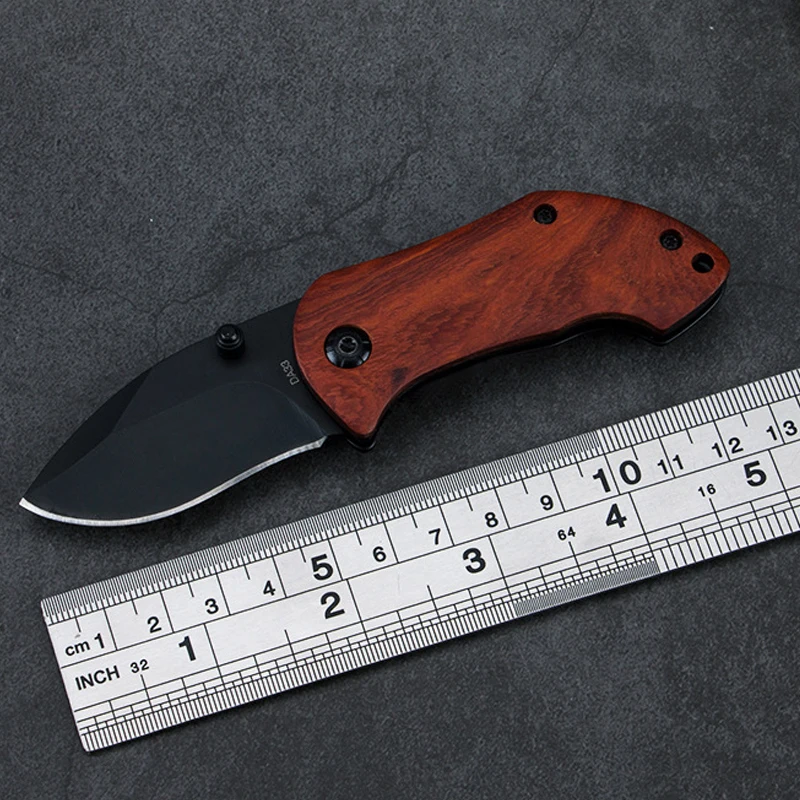 

New Folding Blade Knife Hunting Camping Knife Survival Knife Black Steel With Wood Handle Knives Outdoor EDC Tools Pocket Knife