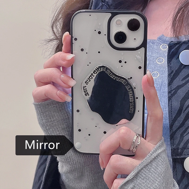 Чехол для телефона с блестками и зеркалом макияжа в Корейском стиле iPhone 13 11 12 Pro Max