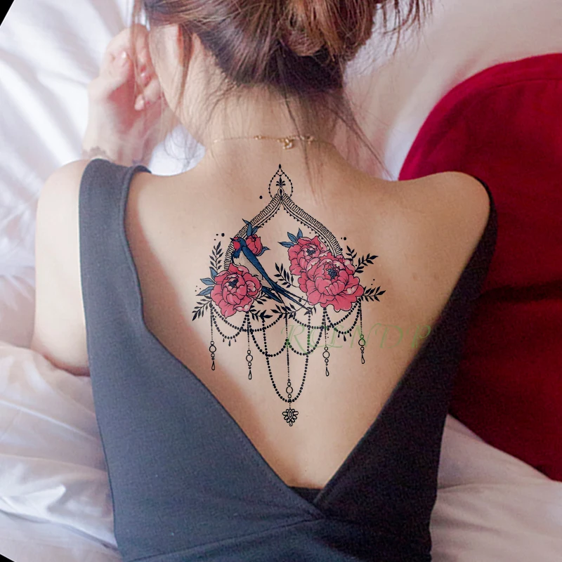 Водонепроницаемая временная татуировка наклейка глаз цветок алмаз временная татуировка флэш-тату большая наклейка s художественные татуировки для девушек женщин и мужчин - Цвет: Бордовый