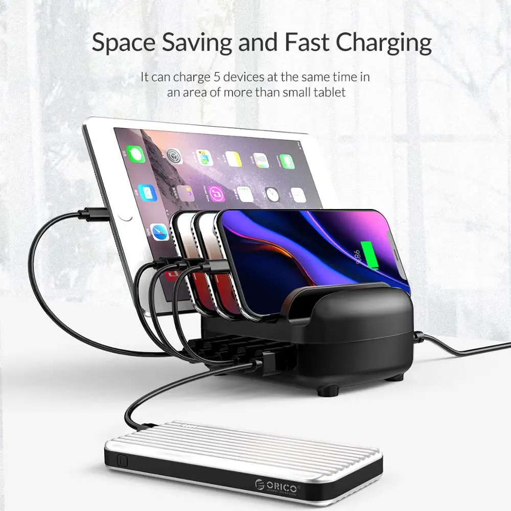 ORICO 5 портов USB Зарядное устройство Док станция с держателем для телефона или