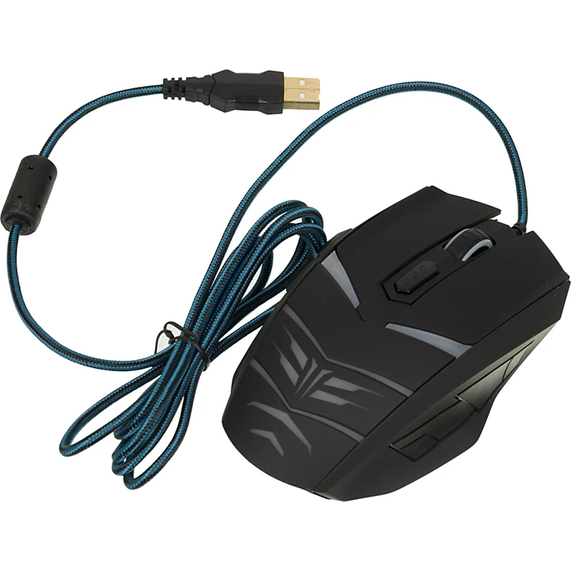 Мышь Oklick 745G LEGACY черный/голубой оптическая(2400dpi) USB игровая(6but