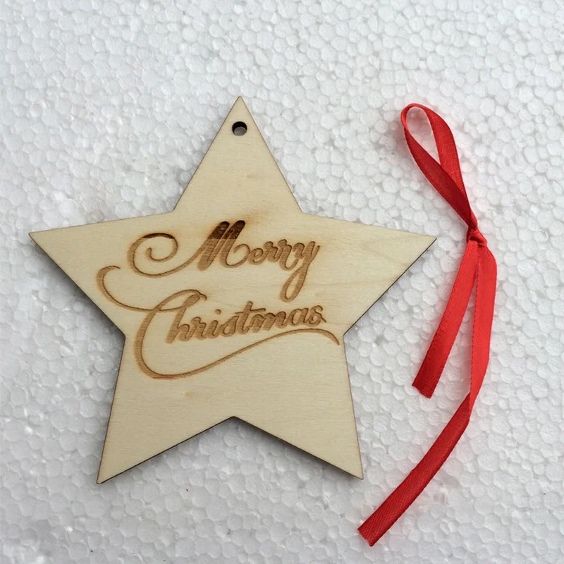 

Merry Christmas Hanging Ornament Nordic Wooden Vintage DIY Crafts Pendant Creative DIY Wood Craft Xmas Tree Decor Accessories