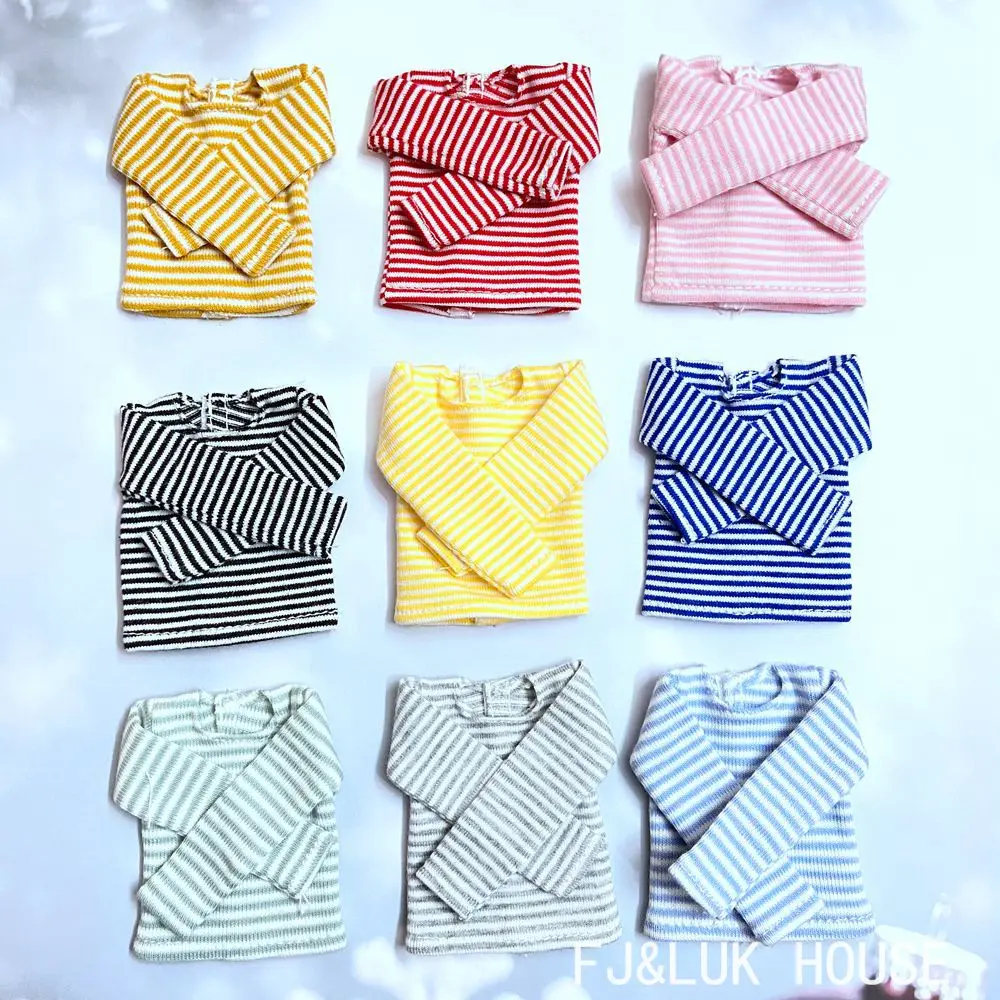 Doll clothes accessories Blyth clothes Cotton T-shirt Stripe Long Sleeve Shirt for Pullip Blyth 1/6 Dolls Accessories
