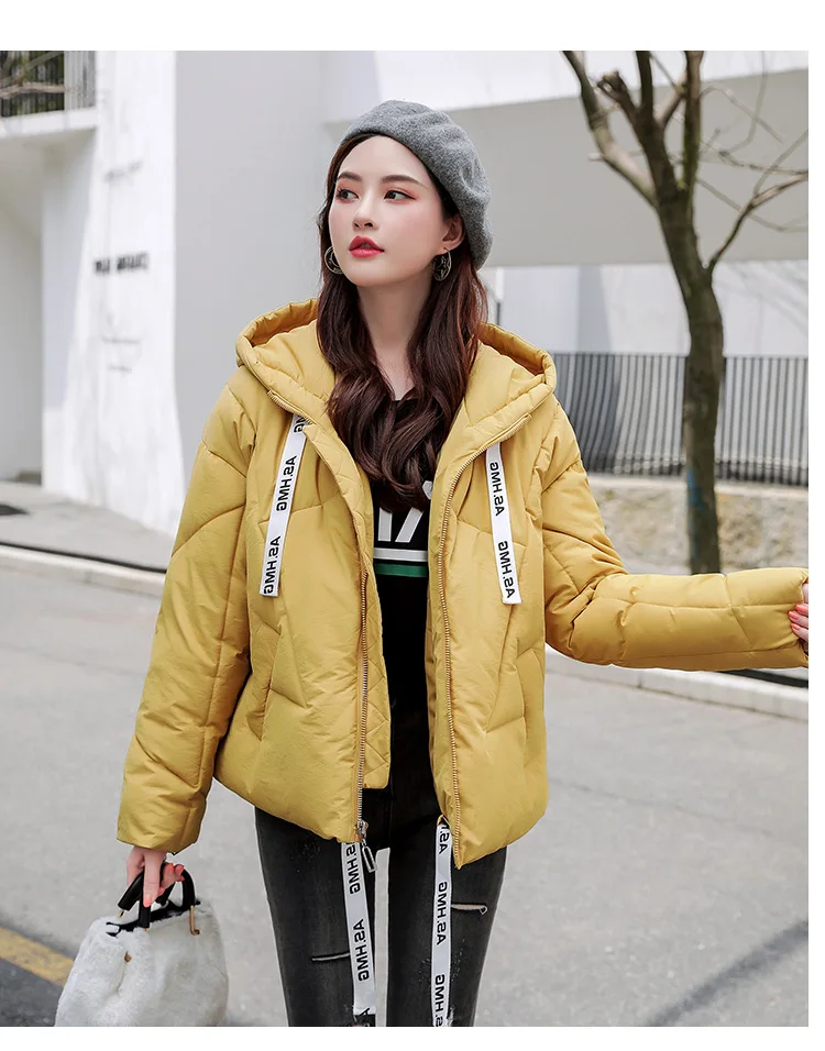 

Photo Shoot 2019 New Style Fashion Webbing down Jacket Women's Short Hooded Korean-style Thick Loose-Fit Cool Loose-Fit Coat