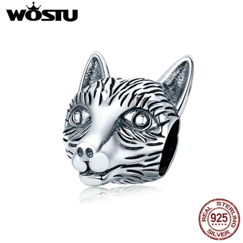 

WOSTU Authentic 925 Sterling Silver German Shepherd Dog Beads Fit Original Bracelet Pendant Charms DIY Necklace Jewelry CTC168