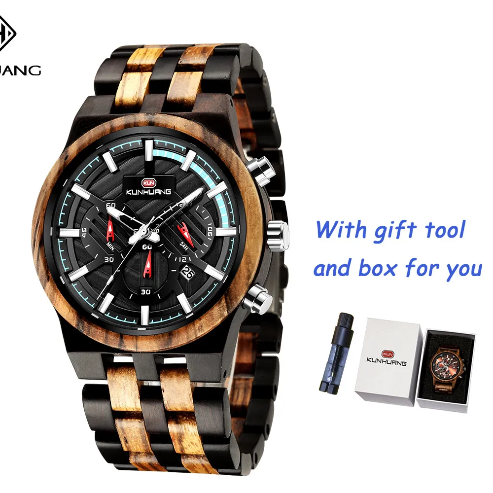 Mix Sandal Wood Men Sport Watches Wooden Wristwatch Wood Bamboo Watch For Men Wood Strap Quartz Husband Chronograph Relogio|Quartz Watches|   - AliExpress