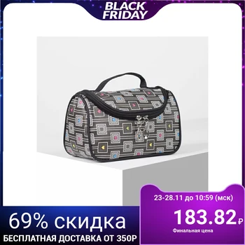 

Cosmetic bag, zip compartment, mirror, black