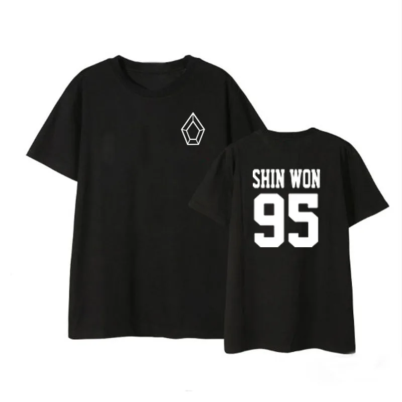 Black-SHINWON Kpop Пентагон альбом рубашки хип хоп Повседневная Свободная одежда футболка Топы с короткими рукавами футболка DX1099 - Цвет: Black-SHINWON