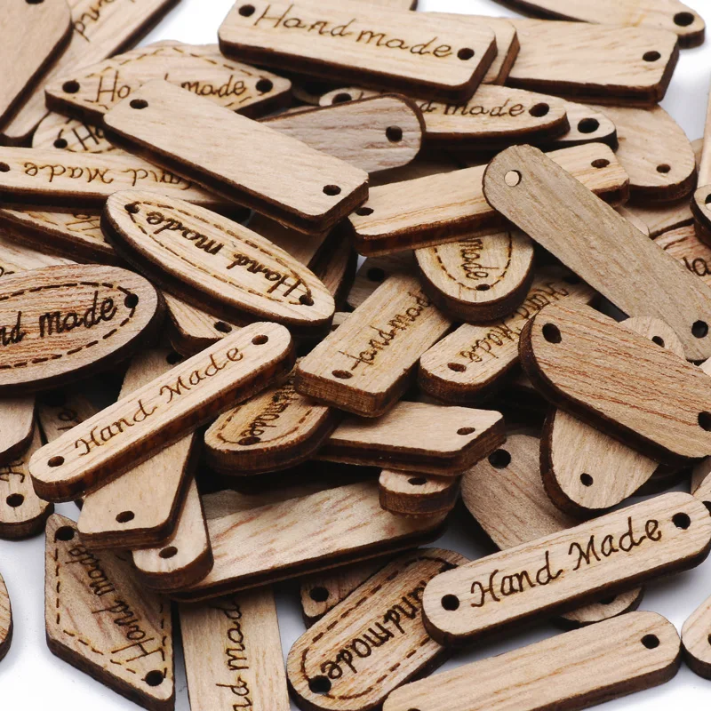 50Pcs 2Hole Natural Wooden Buttons handmade with love wood Button