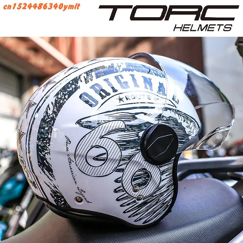 Новый мотоциклетный Ретро шлем Torc T595 3/4 летний крутой гоночный с двойными линзами