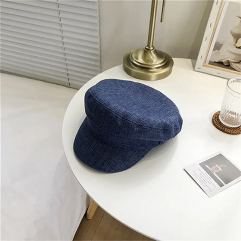 YELITE newst, женская вязаная шапка Newsboy, повседневная, теплая, шерстяная, Зимний берет, шапка, весна-осень, винтажный стиль, женская восьмиугольная шапка, кость - Цвет: Dark Blue