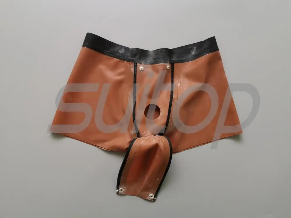 Best selling rubber latex shorts with zip