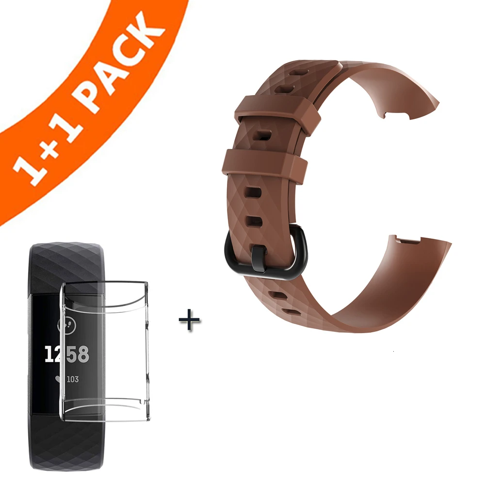 Ремешок для Fitbit Charge 3 сменный ремешок для Fitbit Charge 3/3SE с ТПУ чехол Защитный для Fitbit Charge 3 Band - Цвет: Brown