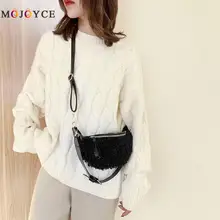 Женская сумка из искусственной кожи с плюшевой подкладкой, зимняя модная однотонная сумка на молнии, сумки через плечо для женщин