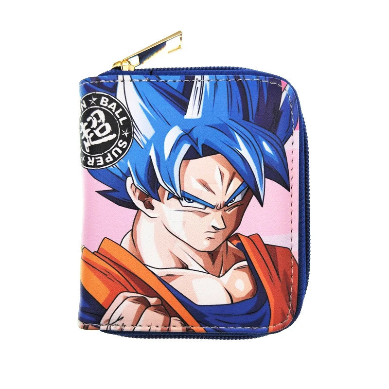 Billeteras con cremallera y dibujos animados para mujer, monedero cómico, goku