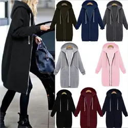 Kenancy размера плюс, Женская куртка на молнии с капюшоном, длинный рукав, карманы, толстовки, повседневные, Осень-зима, пальто, S-5XL, длинная