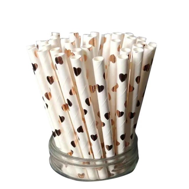 Black with White Stars 25pc Paper Straws