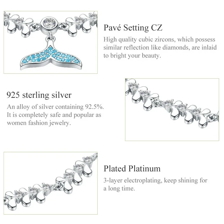 WOSTU реальные 925 пробы серебро Браслеты для Для женщин звено цепи браслеты Свадебная мода женский серебряный 925 ювелирные изделия