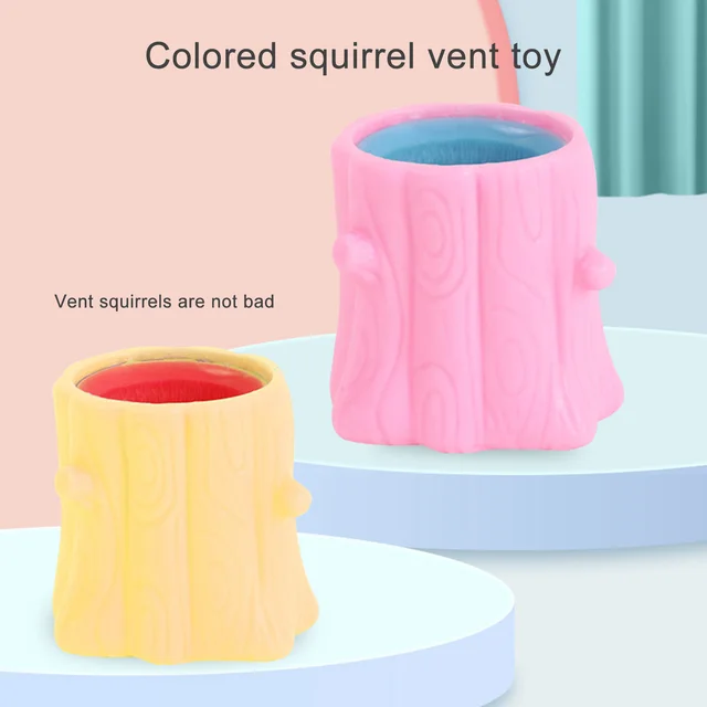Cute Animal Squirrel Squeeze Squirrel Vent Squirrel Cup Decompression Toy Stump Rubber Stake Fidget Toys Gift For Friends Pop 5