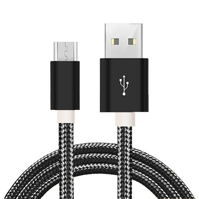 Кабель Micro USB, нейлоновый кабель для быстрой зарядки и синхронизации данных для samsung A5, J7, S7, S6, huawei, Xiaomi, sony, шнур зарядного устройства 2 м/3 м - Цвет: Black