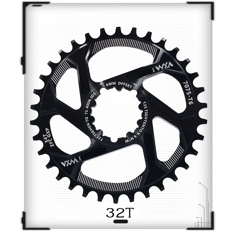 Велосипедный шатун VXM Al 7075 CNC 32T 34T 36T 38T узкая широкая цепь для Sram XX1 XO1 X1 GX XO X9, запчасти для mtb - Цвет: 32T Black