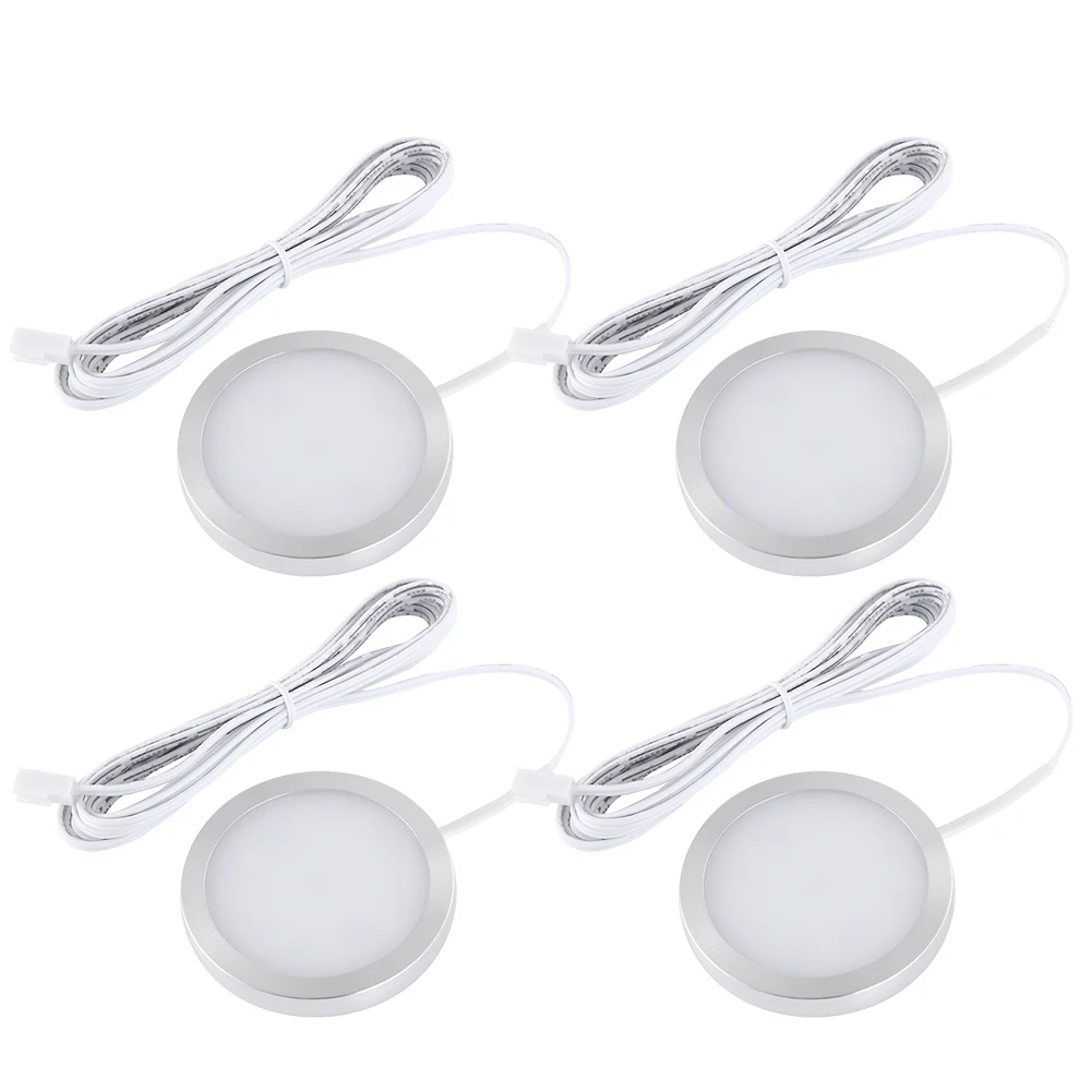 4PCS LED Light Cabinet Light Round Kitchen Closet Spotlight 12V Lighting Set Home Lighting