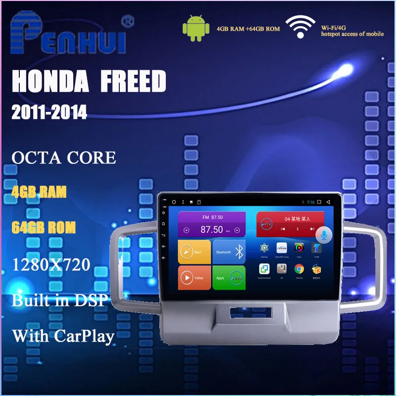 Автомагнитола для Honda Freed (2011-2014) мультимедийный видеоплеер с GPS-навигацией Android 10 0