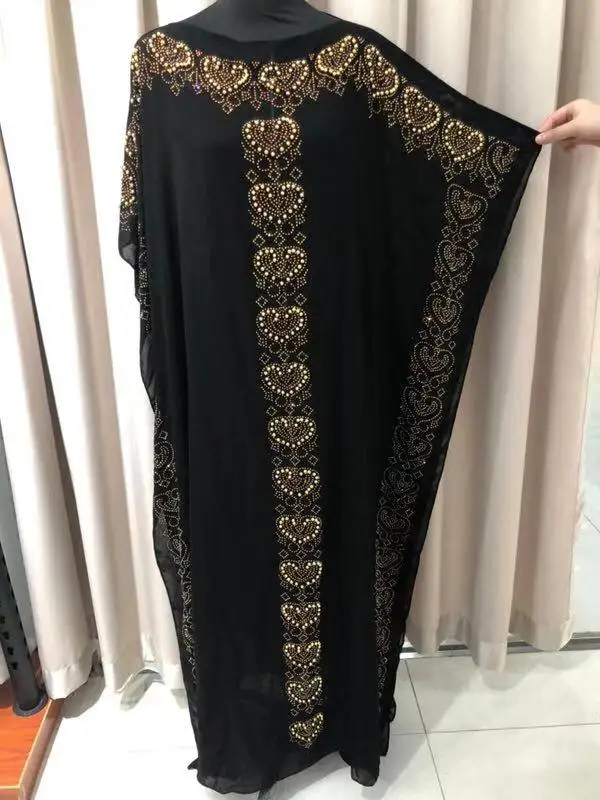

2019 New African Diamond 100% cotton Chiffon Long Dashiki Dress For Lady Length :128cm Wide:196cm (zuan#）