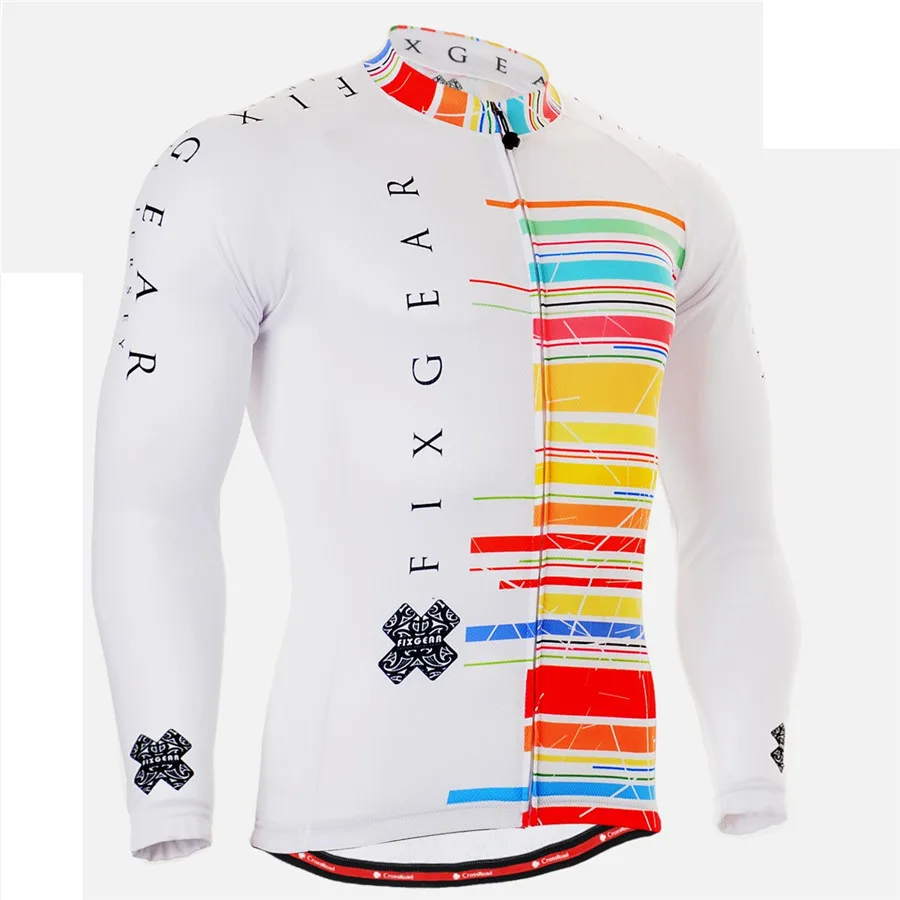 Fixgear Pro team белая мужская велосипедная футболка с длинным рукавом весна-осень